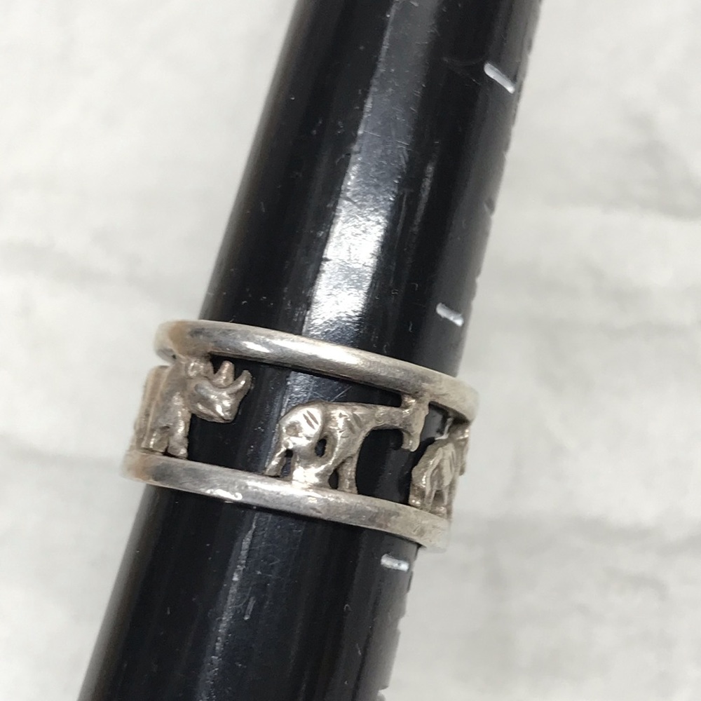 Vintage Sterling Silver Animal Ring Lion Rhino Hippo - Picture 13 of 15